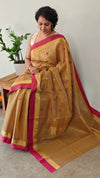 Beige cotton silk saree