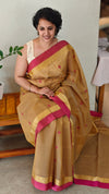 Beige cotton silk saree