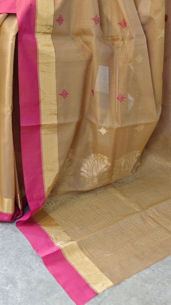 Beige cotton silk saree
