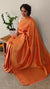 Sunset orange banarasi silk saree
