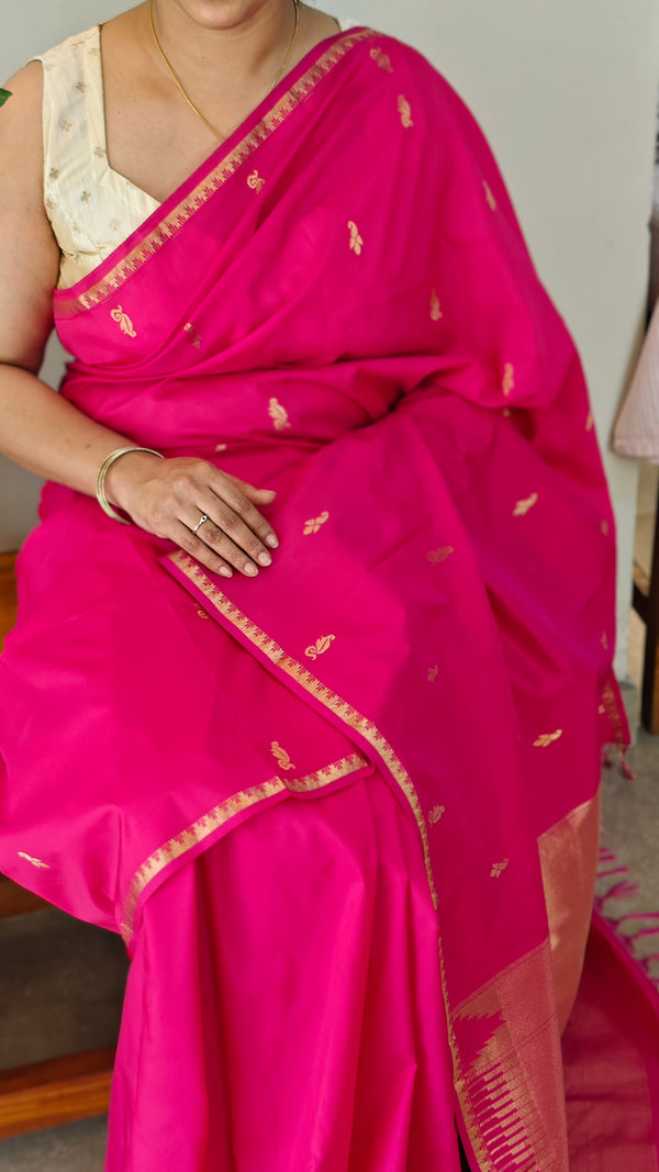 Magenta kanchipuram art silk saree