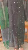 Black and green super net kota suit