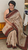 Beige jute silk saree