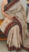 Beige jute silk saree