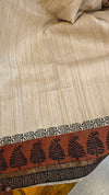 Beige jute silk saree