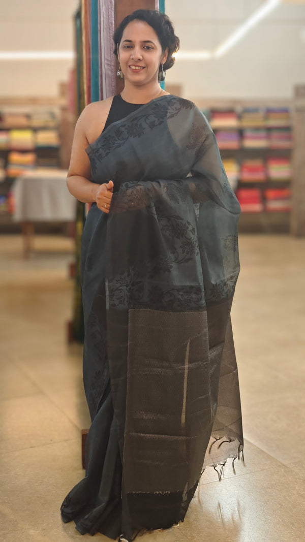 Black organza saree