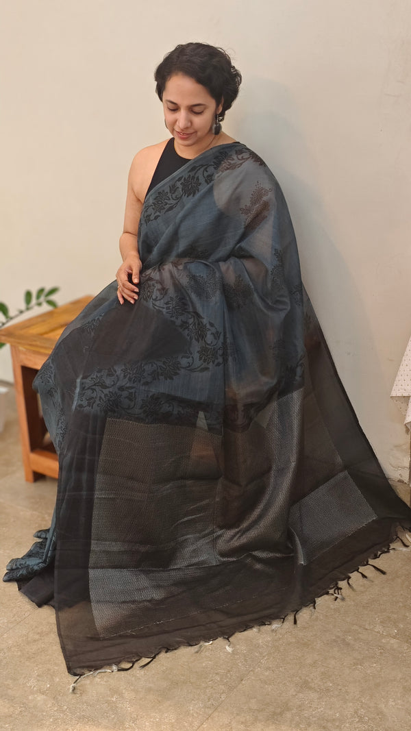 Black organza saree