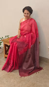 Pink organza saree