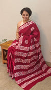 Dark pink cotton saree