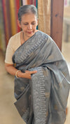 Grey tussar silk saree N113