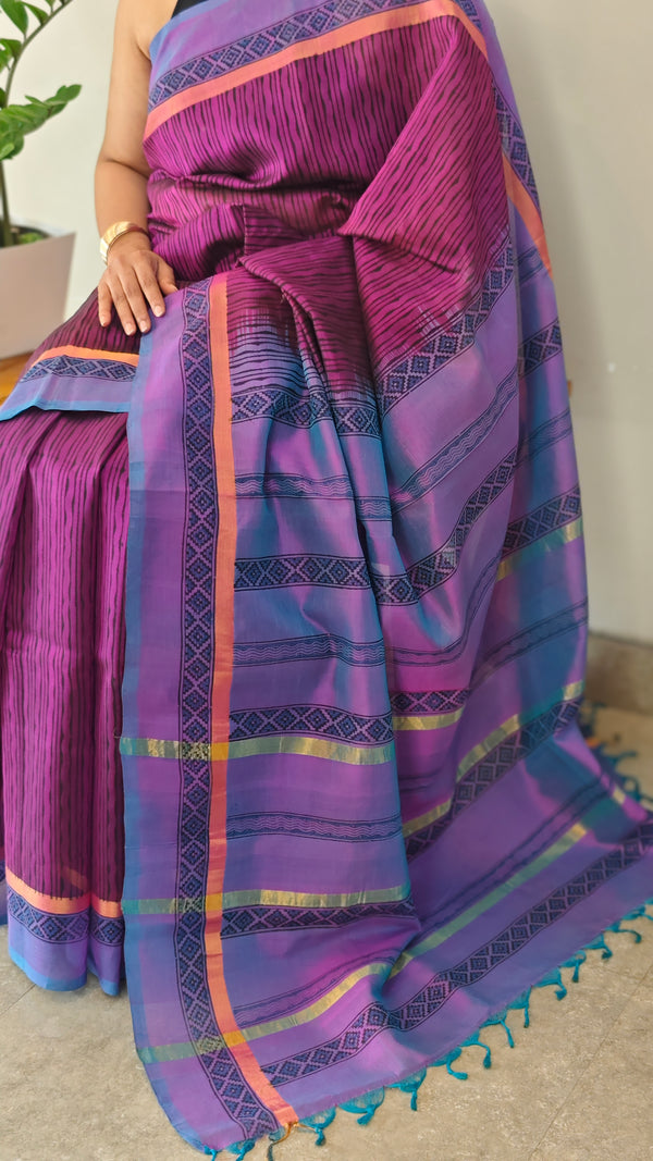 WIne chanderi silk saree
