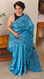 Sky blue lined noil tussar silk saree