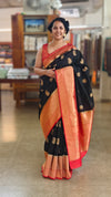 Black and red banarasi saree