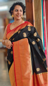Black and red banarasi saree