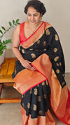 Black and red banarasi saree
