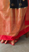 Black and red banarasi saree