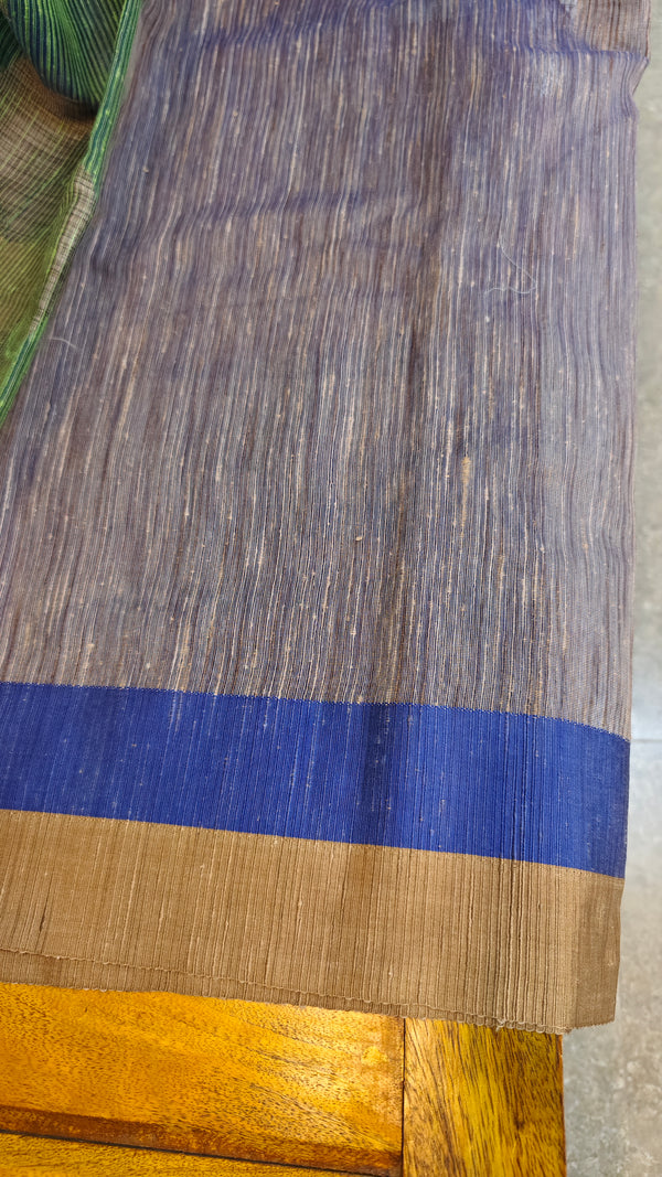 Blue and green jute woven saree