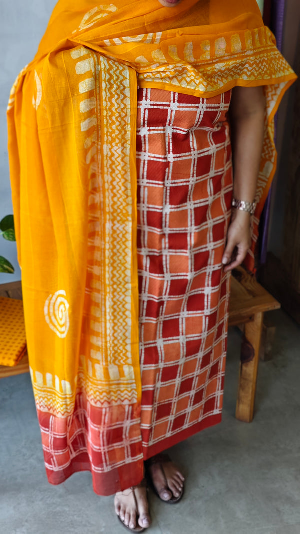 Burnt orange and mustard cotton suit