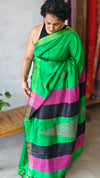 Green raw silk saree