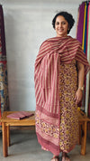 Cream and mauve ajrakh printed cotton suit - 86GTR