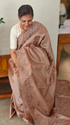 Beige embroidered tussar silk saree - RE398
