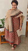Brick red beige chanderi salwar suit