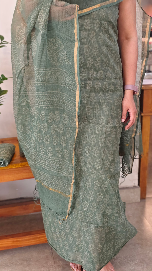 Moss green kota doria suit