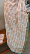 Teal green and off whit Block printed maheshwari suit