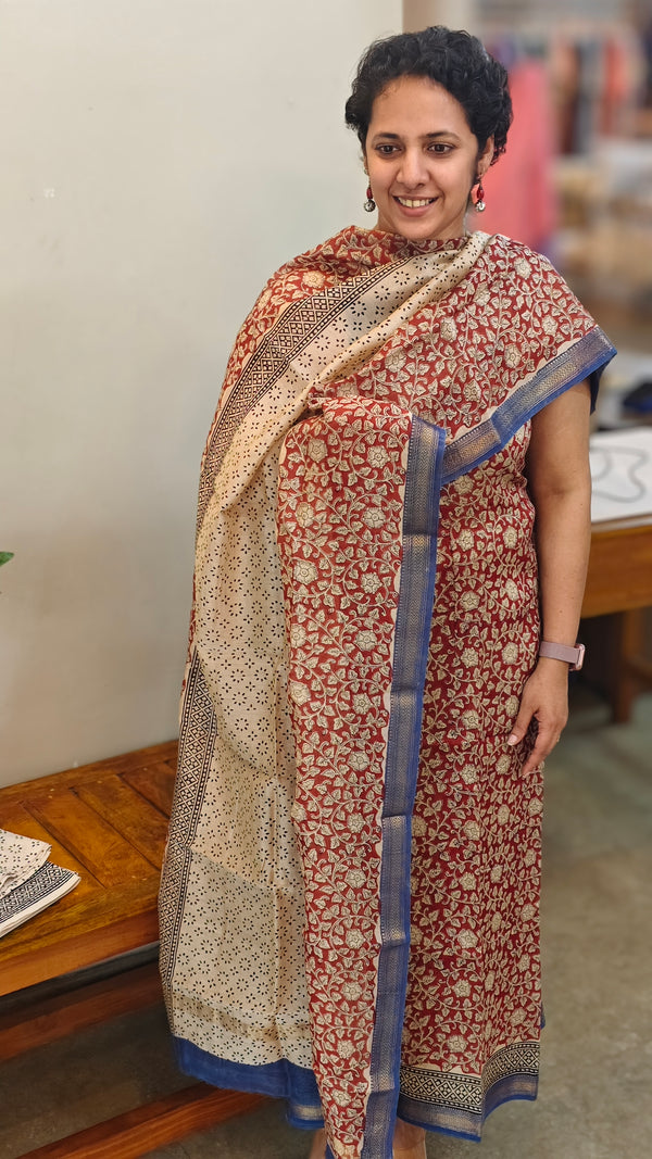 Brick red maheshwari suit