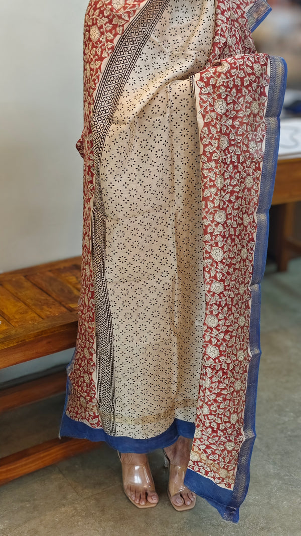 Brick red maheshwari suit