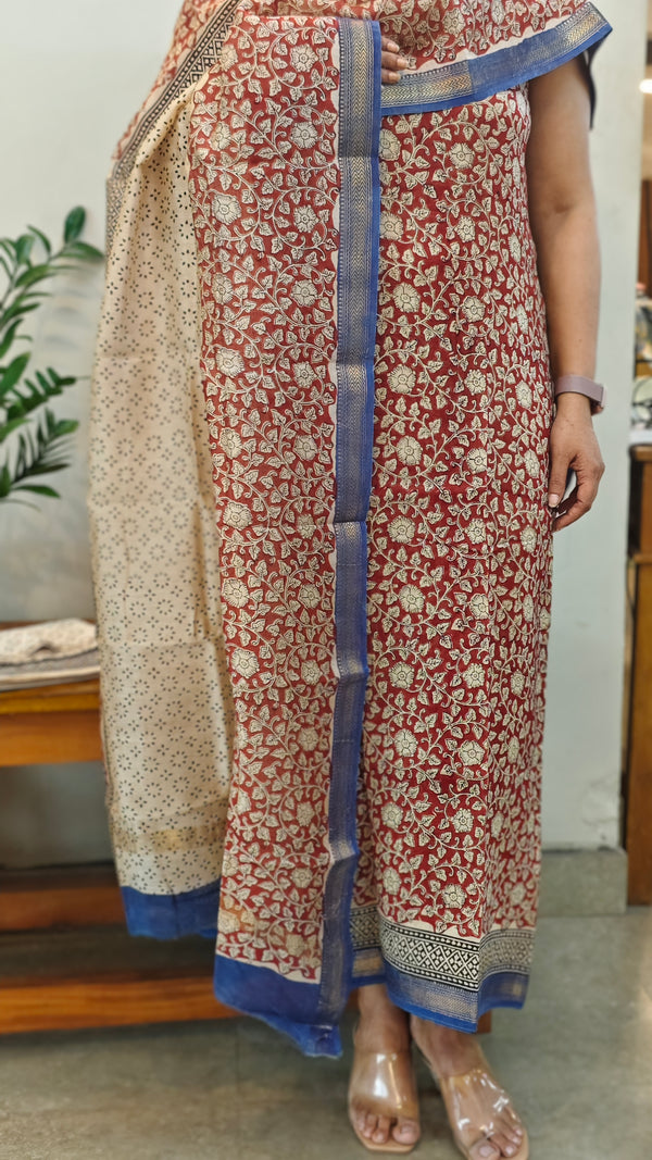 Brick red maheshwari suit