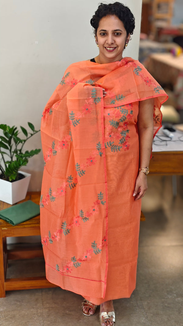 Orange chanderi salwar suit