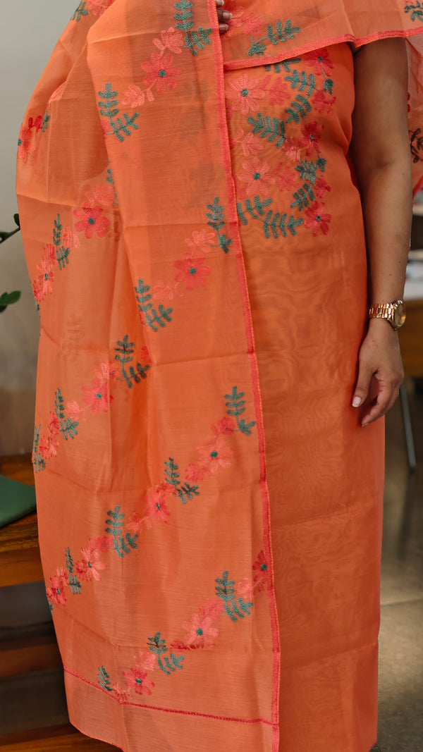 Orange chanderi salwar suit