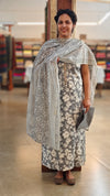 Grey printed cotton salwar suit