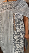 Grey printed cotton salwar suit