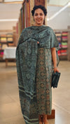 Teal and green ajrakh printed cotton suit - 86GTR