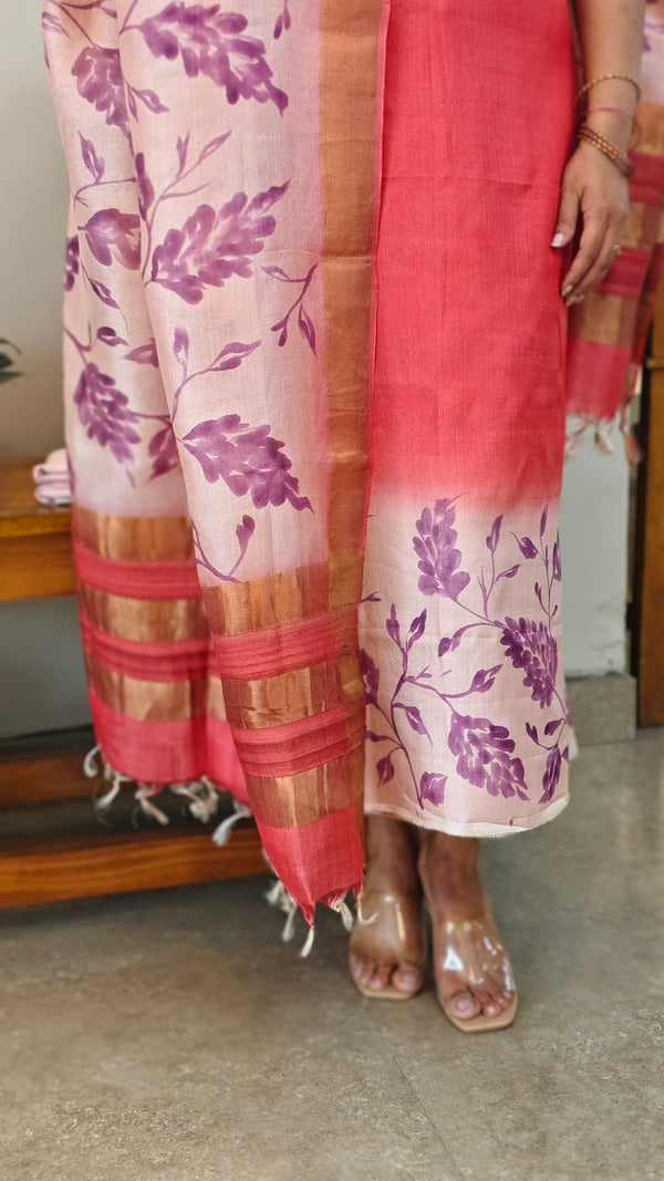 Dark pink tussar salwar suit