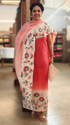 Carrot red tussar silk suit