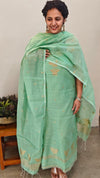 Dark mint green semi chanderi 2 piece salwar suit