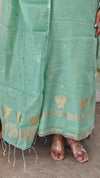Dark mint green semi chanderi 2 piece salwar suit