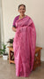 Candy pink lined noil tussar silk saree