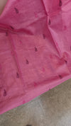 Candy pink lined noil tussar silk saree
