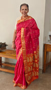 Red and mustard kanchipuram silk saree