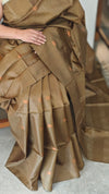 Olive green tussar silk saree -GPE37