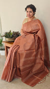 Chocolate brown tussar silk saree -GPE37