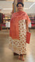 Off white and peach cotton suit