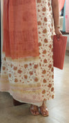 Off white and peach cotton suit