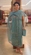 Teal green kota doria salwar suit