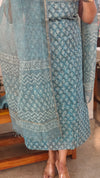 Teal green kota doria salwar suit