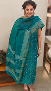 Green block printed maheshwari suit